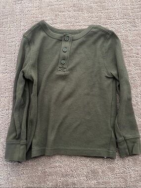 4T Old Navy Olive Green Kids Henley Thermal Long-Sleeve Top